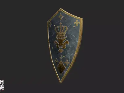 Heraldic Medieval Shield Low-poly 3D model