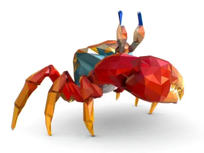 Red Sea Crab Lowpoly Art Style Low-poly 3D model
