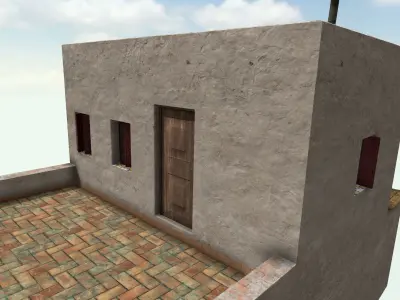 Old High-Quality 3D Colonial House Low-poly 3D model 3