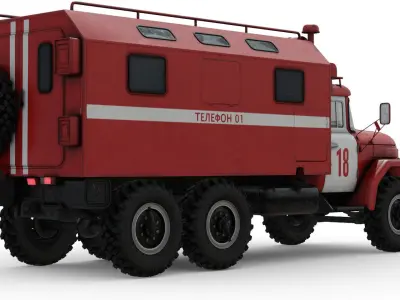 Soviet Fire Service Command Vehicle Low-poly 3D model
