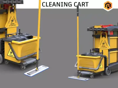 Cleaning Cart Low-poly 3D model buy