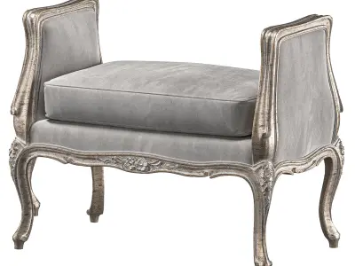 firstdibs provincial bench and pouf art 6234 3D model