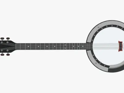 Banjo stringed musical instrument 3D model