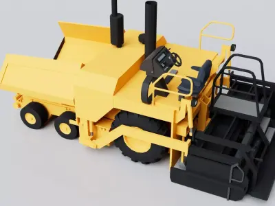 Asphalt Paver Caterpillar Heavy Machinery Construction Vehicle Low-poly 3D model