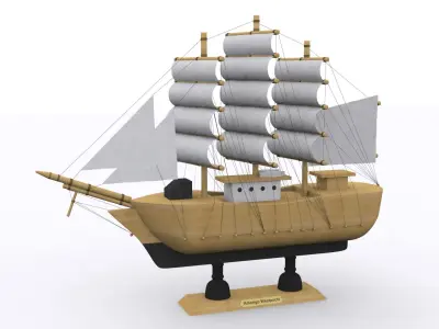 Ship model wooden sailing 3D model