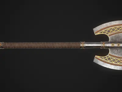 Fantasy Axe 2D Low-poly 3D model