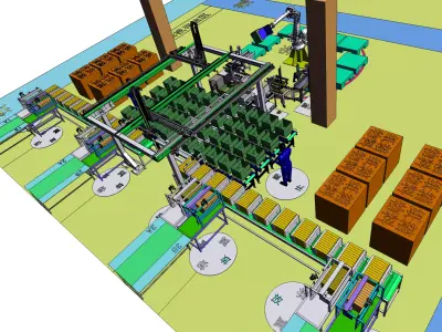 Paper box packaging line 3D model
