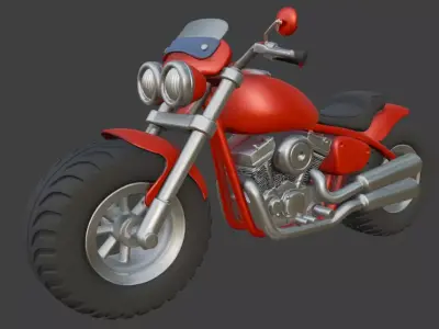 Cartoon Red Chopper Motorcycle 3D Model 3D model get