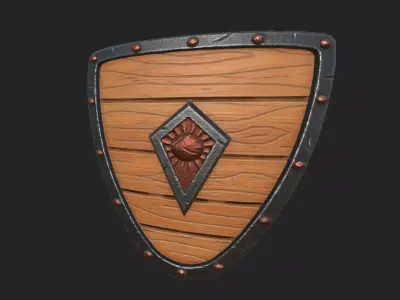 Shield 2 wooden Free low-poly 3D model