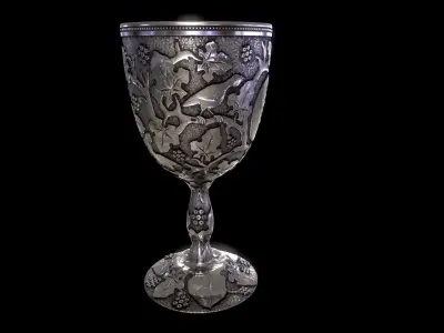 Silver Antique Goblet Low-poly 3D model