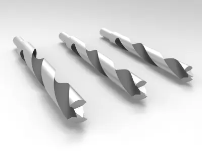 Wooden drills set fordrillig machine 3D model