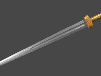 Excalibur sword with Langsax handle Low-poly 3D model