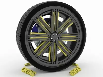 ORTAS CAR WHEEL RIM 96 GAME READY WHEEL RIM TIRE 3D model