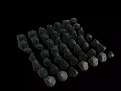 Realistic Asphalt Splashed Road Stone Set 50 Urban Rock Models 3D model