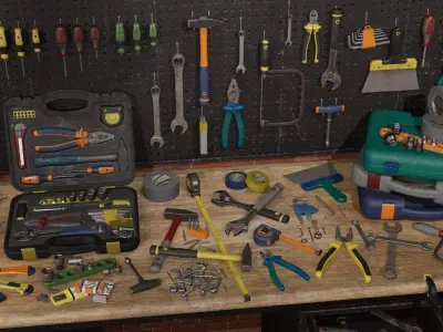 Workbench Hand Tools PBR Game-Ready Vol 1 Low-poly 3D model
