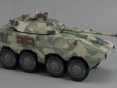 ZTL-11 wheeled assault vehicle 105mm assault gun  combat vehicle 3D model