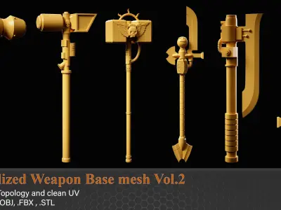 24 Stylized Weapon Base mesh Vol2 Low-poly 3D model