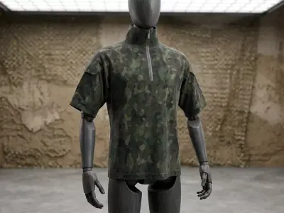 Operator Camo Half Zip Tactical Shirt PBR Game Ready 4K Textures 3D model