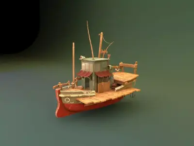 Fishing boat Low-poly 3D model from CGTrader