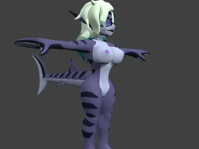 Tsunami the Leopard Shark NUDE no rigging Low-poly 3D model