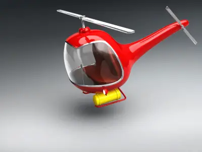 Vintage Red Helicopter 3D Model  3D model