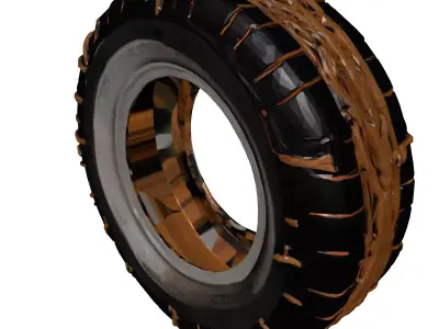 Winter Tire with Rope Traction 3D model