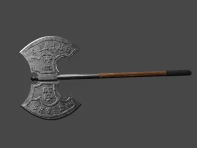 Poleaxe with slavic runes Low-poly 3D model