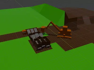 Mining site model Truck Conveyor loader Excavator 3D model