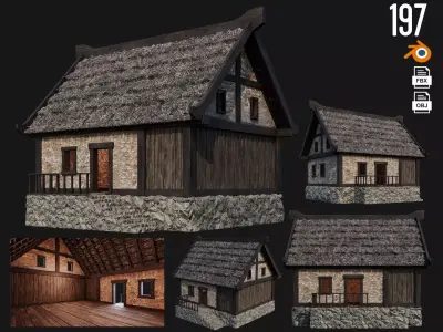 Old House Building 4K Textures GameReady 197 Low-poly 3D model