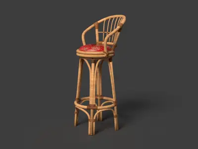 Chinese bamboo chair  Low-poly 3D model