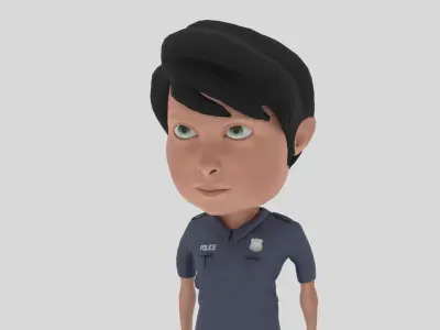 Cartoon Police Low-poly 3D model