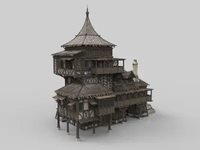 Medieval house fantasy 12 Low-poly 3D model