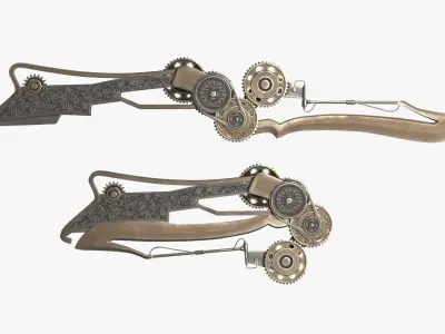 Steampunk Mechanical Knife Low-poly 3D model