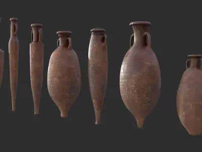 Amphora - Damaged Red Terracotta Low-poly 3D model