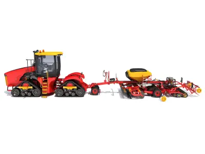 Tractor with Seed Drill 3D model 3