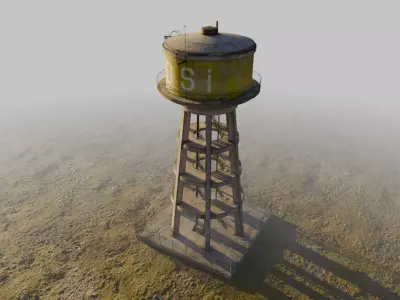 WATER TOWER CONCRETE BRUTALISTIC BALKAN STYLE Low-poly 3D model