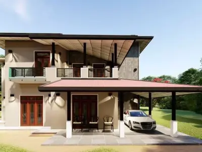 3D HOME house with car parked Free 3D model