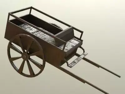 Old Horse Wagon Carriage Horse-Drawn Cart PBR GameReady Low-Poly Low-poly 3D model