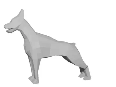 Dog doberman Low-poly 3D model