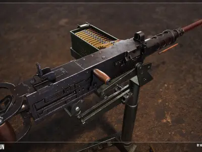 M2 Machine Gun Low-poly 3D model