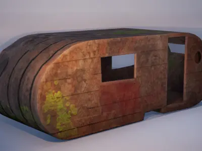 Old Trailer PBR Free low-poly 3D model