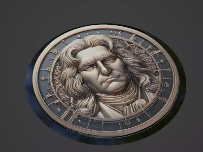 Isaac Newton Medallion 3D print model purchase