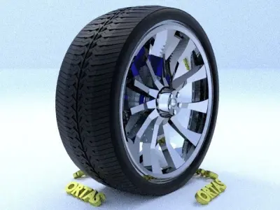 ORTAS CAR RIM 9 GAME READY RIM TIRE AND DISC 3D model