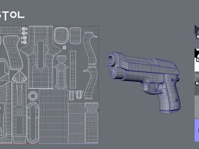 Stylized Guns Low-poly 3D model