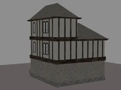 Medieval House Low-poly 3D model 3
