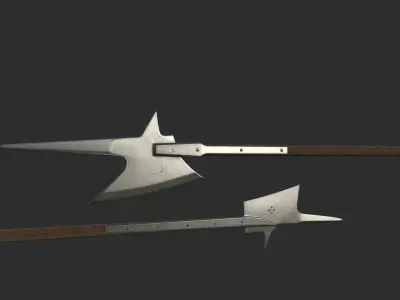 Halberds of two types Low-poly 3D model