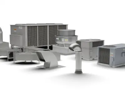 Rooftop HVAC assets Low-poly 3D model