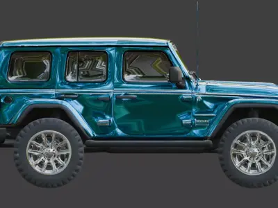 Modern Blue Off Road Jeep 3D Model Low-poly 3D model