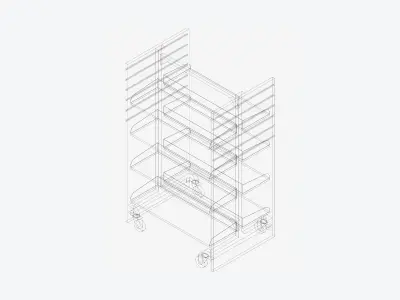 Shelving - Library - Integral - Metal - Mobile Low-poly 3D model