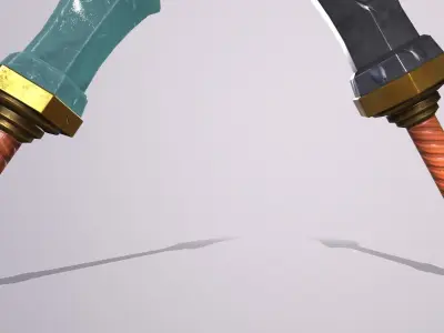 stick 1 pair of swords Low-poly 3D model